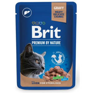Brit Premium By Nature Cat Sterilised Liver sos saszetka 100g - All4Animals