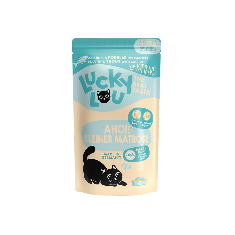Lucky Lou Lifestage Kitten Drób i pstrąg saszetka 125g - All4Animals