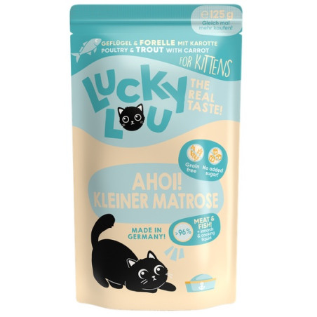 Lucky Lou Lifestage Kitten Drób i pstrąg saszetka 125g - All4Animals