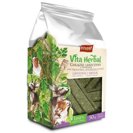Vitapol Vita Herbal Gałązki leszczyny z pietruszką dla gryzoni i królika 50g - All4Animals
