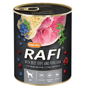 Rafi Pies Żołądki wołowe i szynka puszka 800g - All4Animals