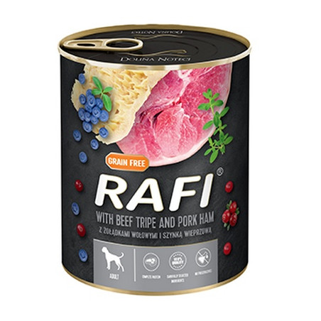 Rafi Pies Żołądki wołowe i szynka puszka 800g - All4Animals
