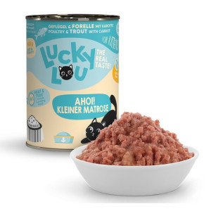 Lucky Lou Lifestage Kitten Drób i pstrąg puszka 400g - All4Animals