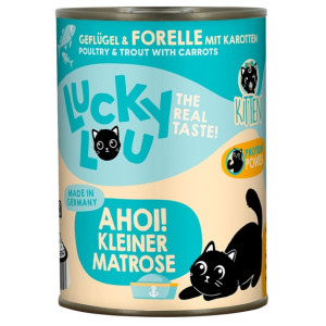 Lucky Lou Lifestage Kitten Drób i pstrąg puszka 400g - All4Animals
