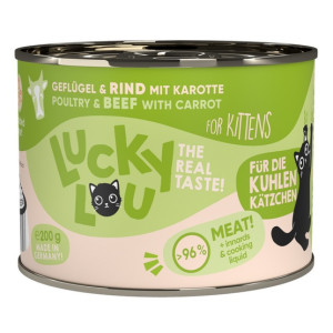 Lucky Lou Lifestage Kitten Drób i wołowina puszka 200g - All4Animals