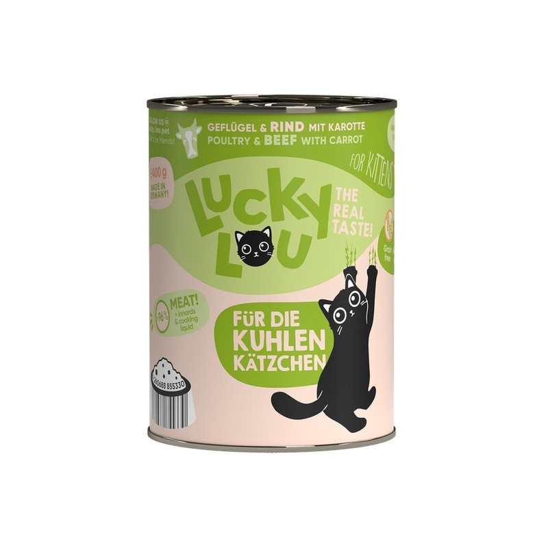 Lucky Lou Lifestage Kitten Drób i wołowina puszka 400g - All4Animals