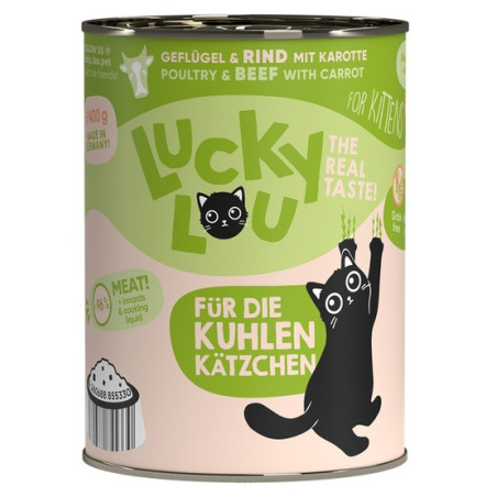 Lucky Lou Lifestage Kitten Drób i wołowina puszka 400g - All4Animals