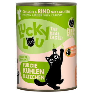 Lucky Lou Lifestage Kitten Drób i wołowina puszka 400g - All4Animals