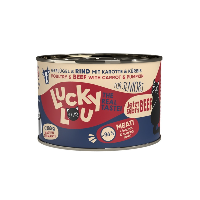 Lucky Lou Lifestage Senior Drób i wołowina puszka 200g - All4Animals