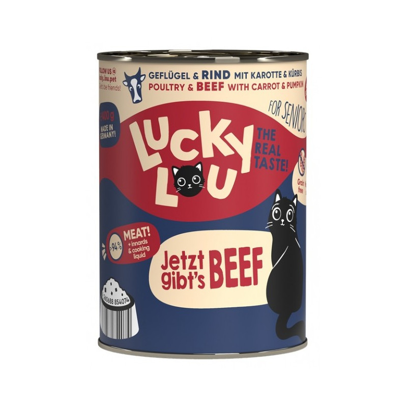 Lucky Lou Lifestage Senior Drób i wołowina puszka 400g - All4Animals
