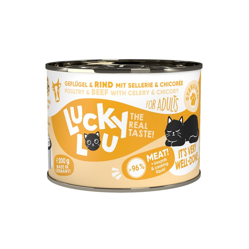 Lucky Lou Lifestage Sterilized Drób i wołowina puszka 200g - All4Animals