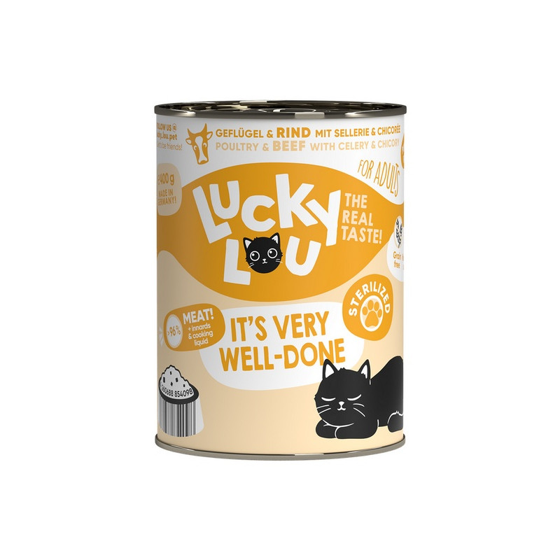 Lucky Lou Lifestage Sterilized Drób i wołowina puszka 400g - All4Animals