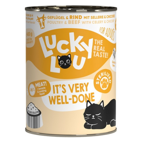 Lucky Lou Lifestage Sterilized Drób i wołowina puszka 400g - All4Animals