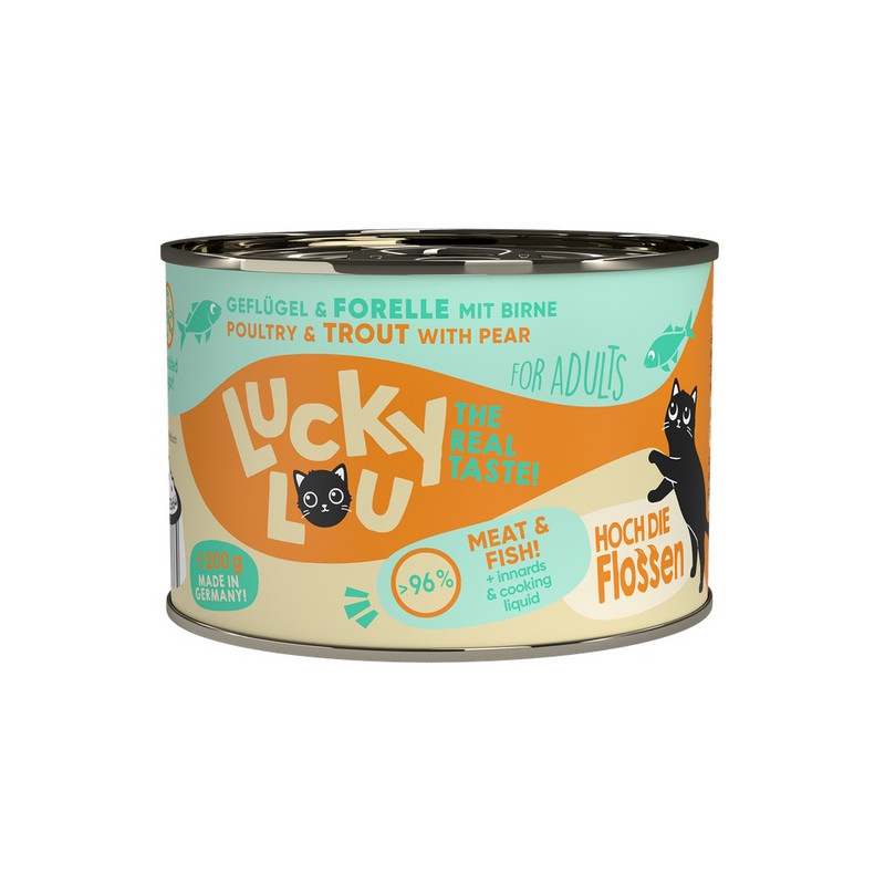 Lucky Lou Lifestage Adult Drób i pstrąg puszka 200g - All4Animals