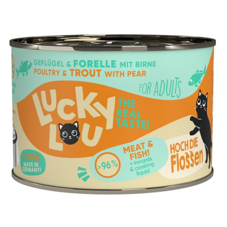 Lucky Lou Lifestage Adult Drób i pstrąg puszka 200g - All4Animals