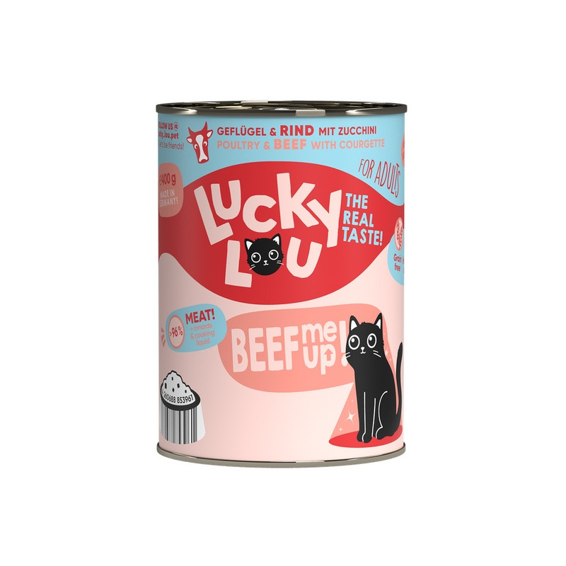 Lucky Lou Lifestage Adult Drób i wołowina puszka 400g - All4Animals