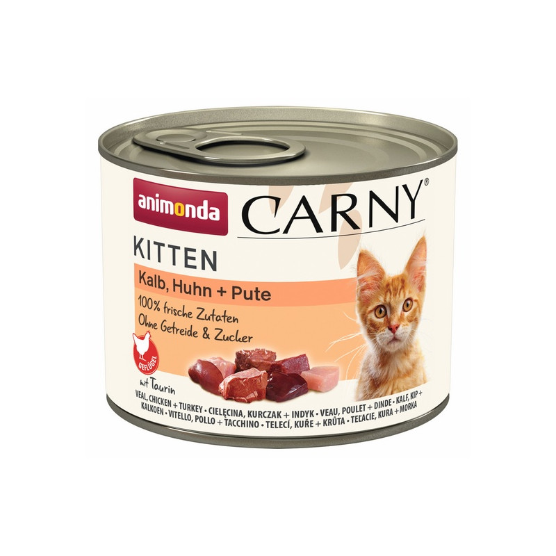 Animonda Carny Kitten Cielęcina + Kurczak + Indyk puszka 200g - All4Animals