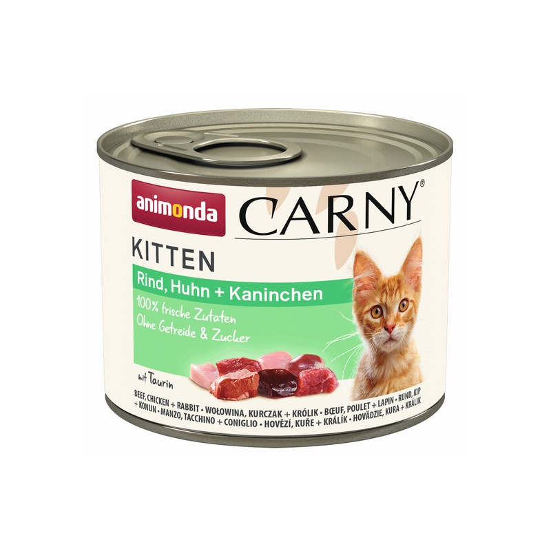 Animonda Carny Kitten Wołowina, Kurczak + Królik puszka 200g - All4Animals