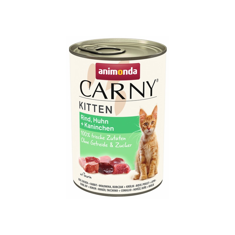 Animonda Carny Kitten Wołowina, Kurczak + Królik puszka 400g - All4Animals