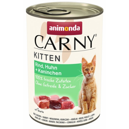 Animonda Carny Kitten Wołowina, Kurczak + Królik puszka 400g - All4Animals
