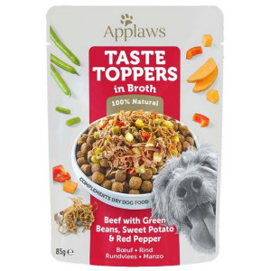 Applaws Taste Toppers Saszetka dla psa - wołowina, zielony groszek, bataty i czerwona papryka w sosie 85g - All4Animals