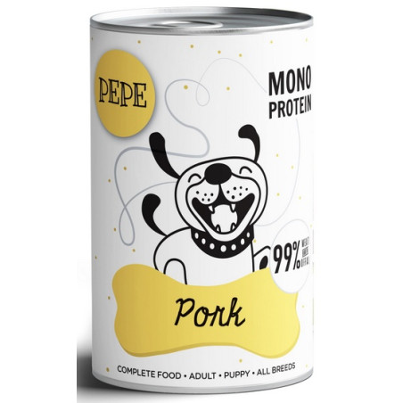 Paka Zwierzaka PEPE Pork (wieprzowina) puszka 400g - All4Animals