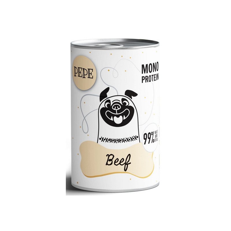 Paka Zwierzaka PEPE Beef (wołowina) puszka 400g - All4Animals