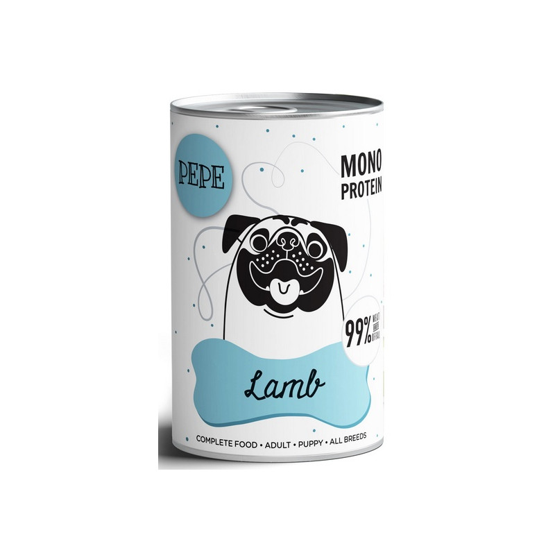 Paka Zwierzaka PEPE Lamb (jagnięcina) puszka 400g - All4Animals