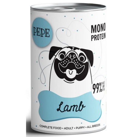 Paka Zwierzaka PEPE Lamb (jagnięcina) puszka 400g - All4Animals