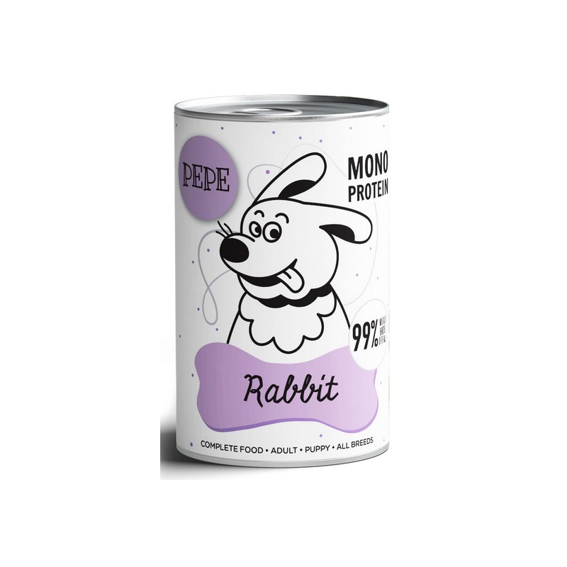 Paka Zwierzaka PEPE Rabbit (królik) puszka 400g - All4Animals