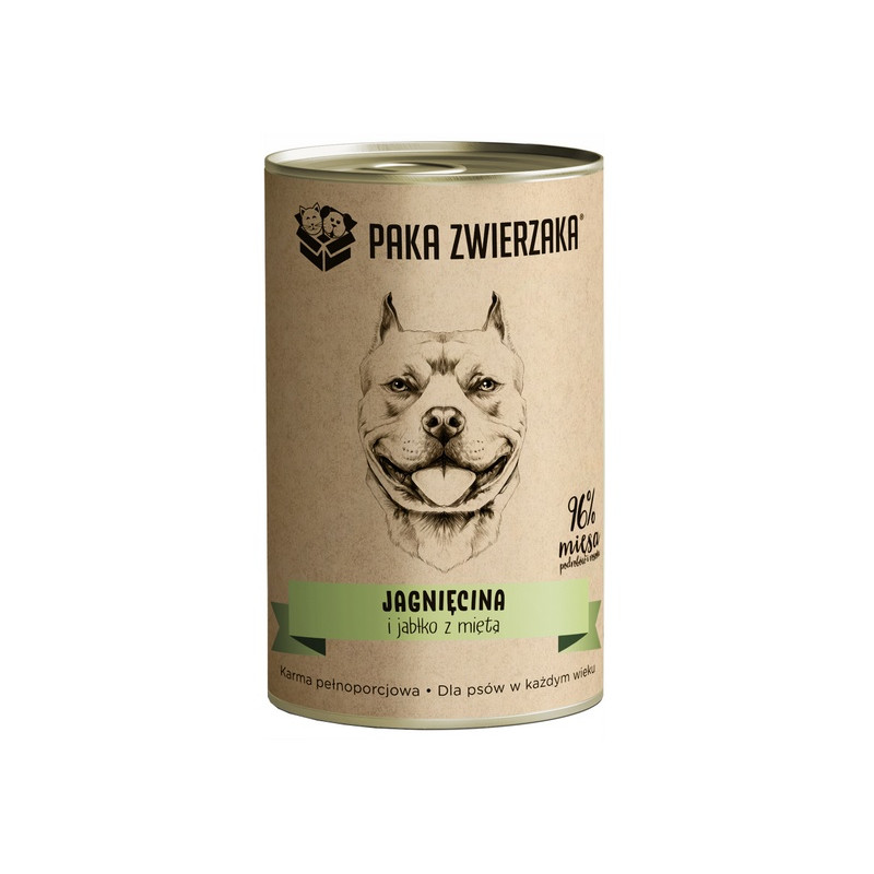 Paka Zwierzaka Jagnięcina i jabłko z miętą puszka 400g - All4Animals