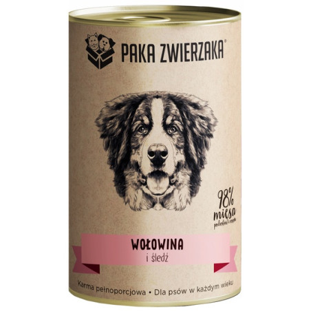 Paka Zwierzaka Wołowina i śledź puszka 400g - All4Animals