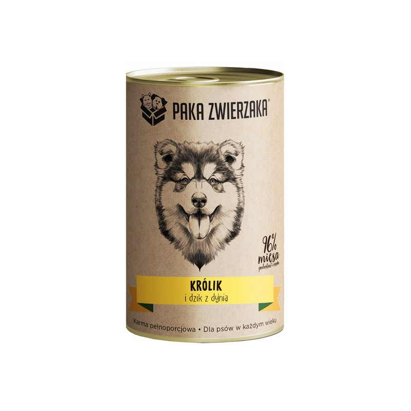 Paka Zwierzaka Królik i dzik z dynią puszka 400g - All4Animals