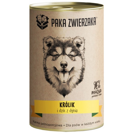 Paka Zwierzaka Królik i dzik z dynią puszka 400g - All4Animals