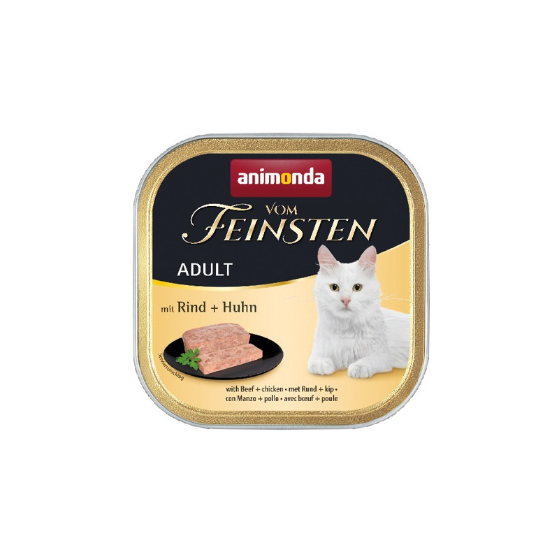 Animonda vom Feinsten Cat Adult Wołowina z Kurczakiem tacka 100g - All4Animals