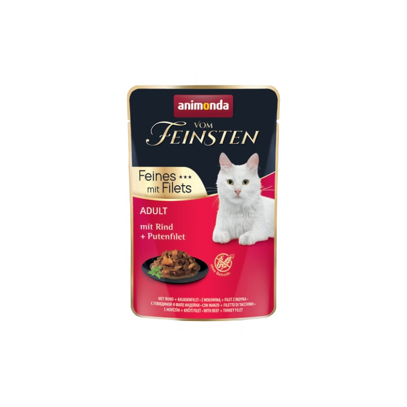 Animonda vom Feinsten Cat Adult Wołowina + filet z indyka saszetka 85g - All4Animals