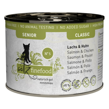 Catz Finefood Classic Senior N.05 Łosoś i kurczak puszka 200g - All4Animals