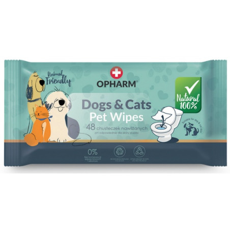 Opharm Dogs & Cats Pet Wipes - chusteczki nawilżane dla psa i kota 48szt - All4Animals