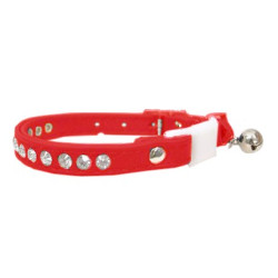 Yarro Obroża z cyrkoniami dla kota 28cm czerwona - All4Animals