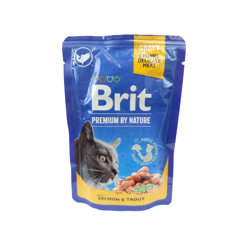Brit Premium Cat Adult Łosoś + Pstrąg saszetka 100g - All4Animals