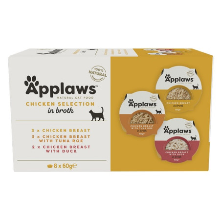 Applaws miseczki dla kota Chicken Selection Multi Pack 8x60g - All4Animals
