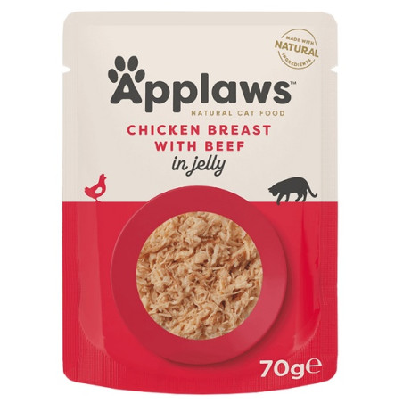 Applaws saszetka dla kota kurczak z wołowiną w galaretce 70g - All4Animals