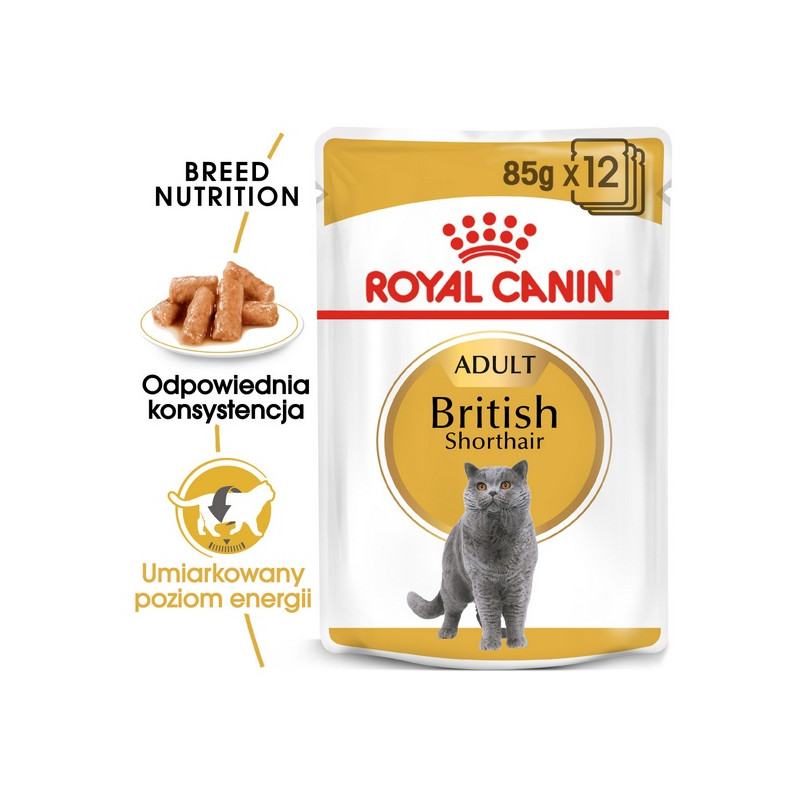 Royal Canin British Shorthair karma mokra w sosie dla kotów dorosłych rasy brytyjski krótkowłosy saszetka 85g - All4Animals