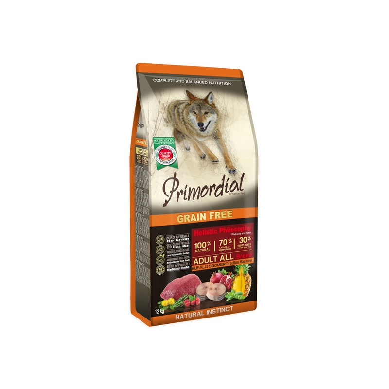 Primordial Dog Grain Free Adult Buffalo & Mackerel 12kg - All4Animals