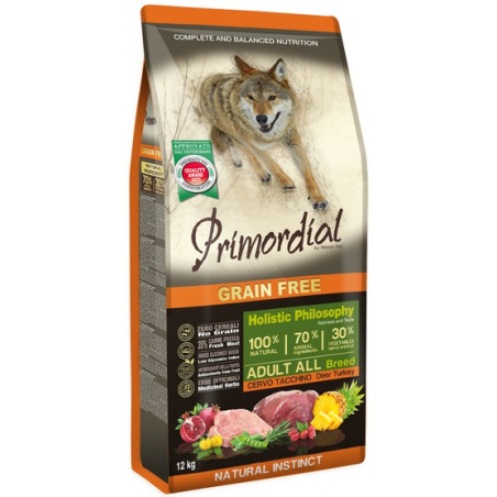 Primordial Dog Grain Free Adult Deer & Turkey 12kg - All4Animals