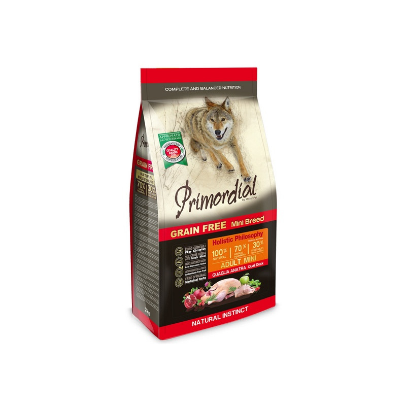 Primordial Dog Grain Free Mini Adult Quail & Duck 2kg - All4Animals
