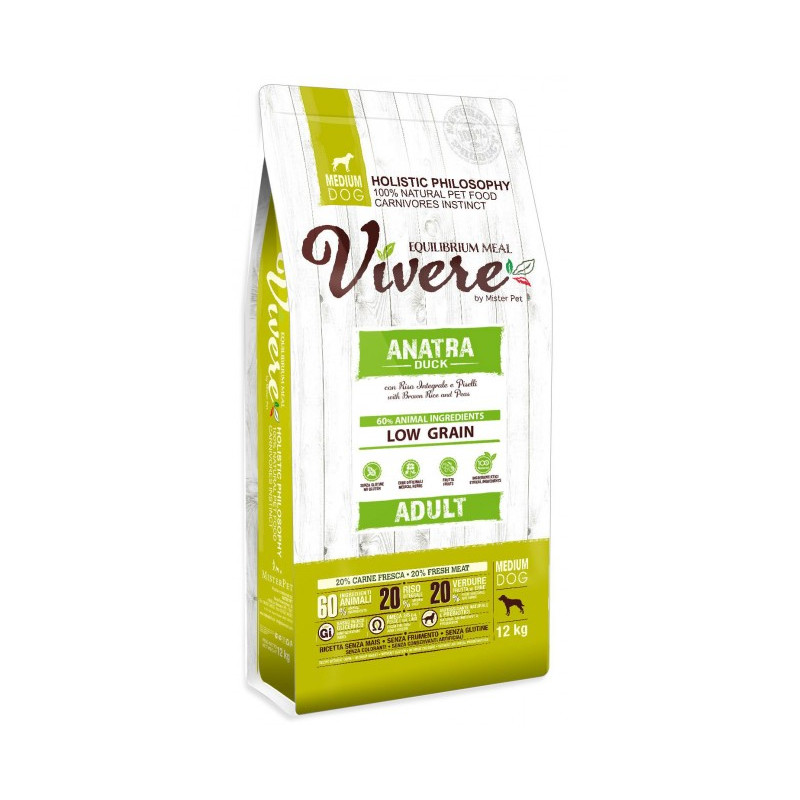 Vivere Dog Medium Adult Duck 12kg Karma Monobiałkowa z Kaczką - All4Animals