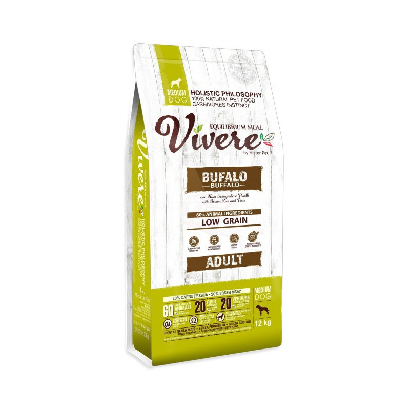 Vivere Dog Medium Adult Buffalo 3kg Karma Monobiałkowa z Bawołem - All4Animals