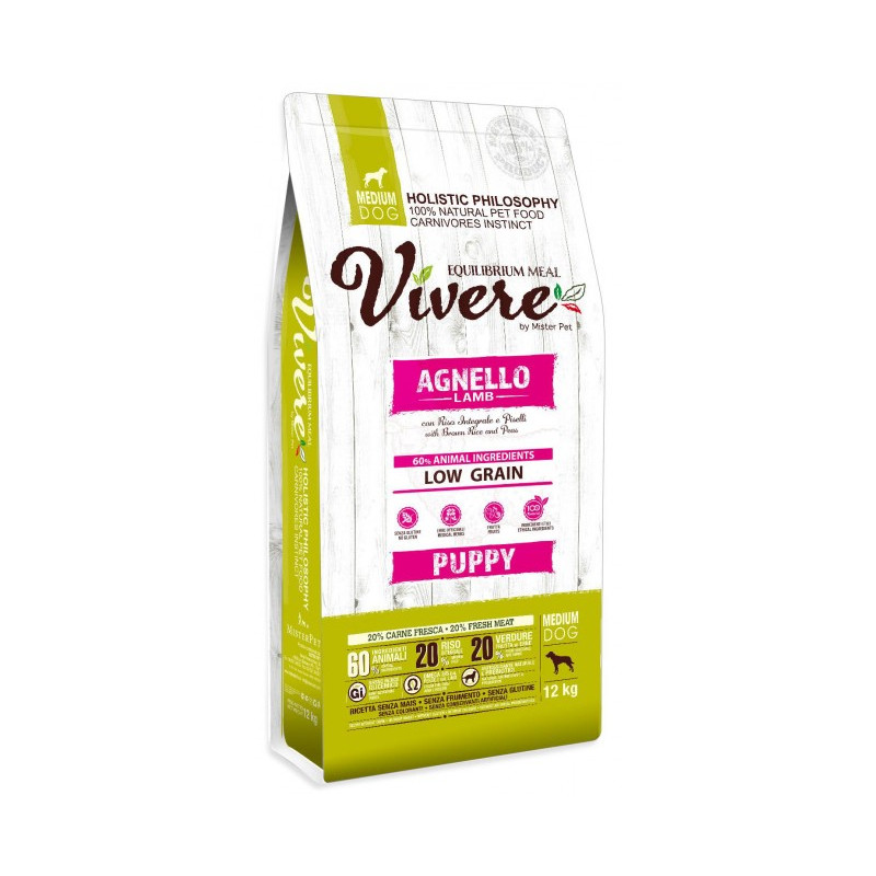 Vivere Dog Medium Puppy Lamb 12kg - All4Animals