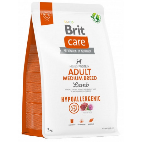 Brit Care Hypoallergenic Adult Medium Lamb 3kg - All4Animals